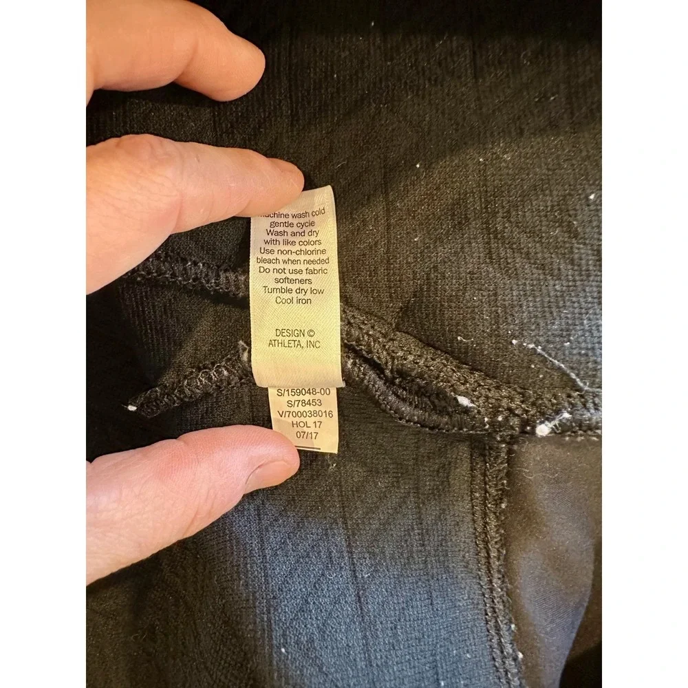 ATHLETA Jacquard‎ Elevation Pullover Sweatshirt Sz S Black Funnel Neck Pockets